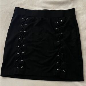 Black Lace-Up Mini Skirt
